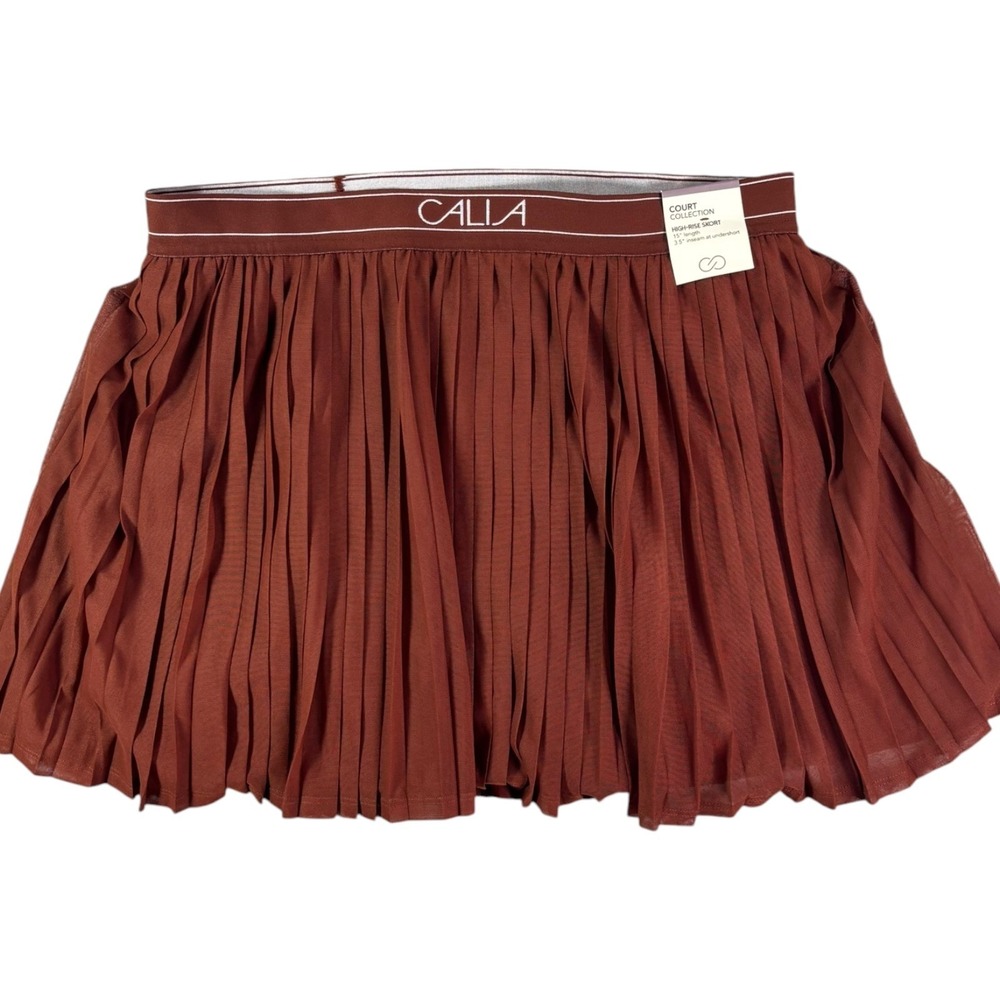 Calia Skirt Skort Womens Large Brown High Rise Pleated Tennis Golf Resort Wear